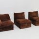 Vintage modular sofa brown velvet Italy 1970s