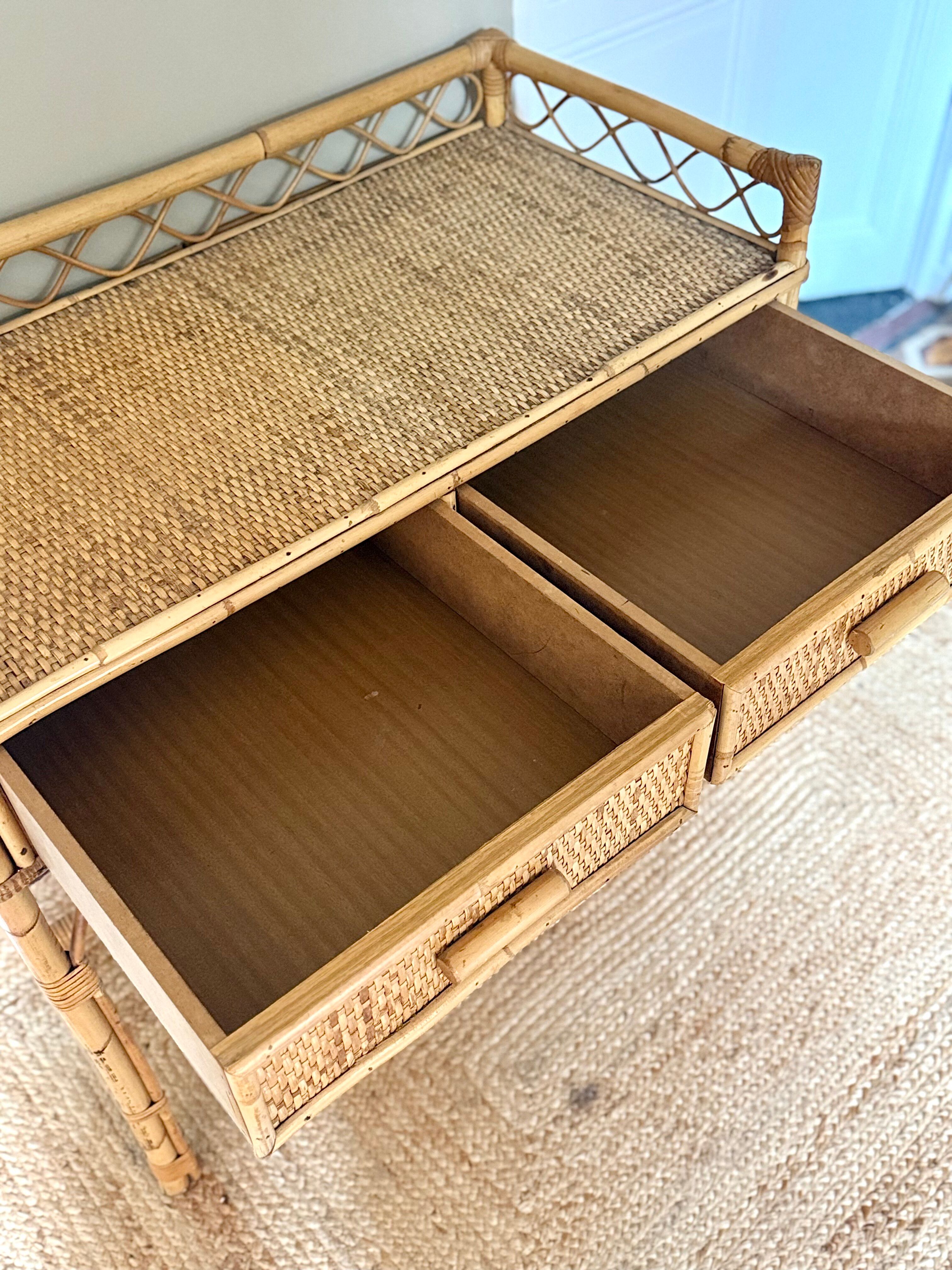 Vintage bamboo and rattan desk
