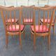 Set of five bistro chairs in wood and imitation leather, Charles Ramos Baumann style