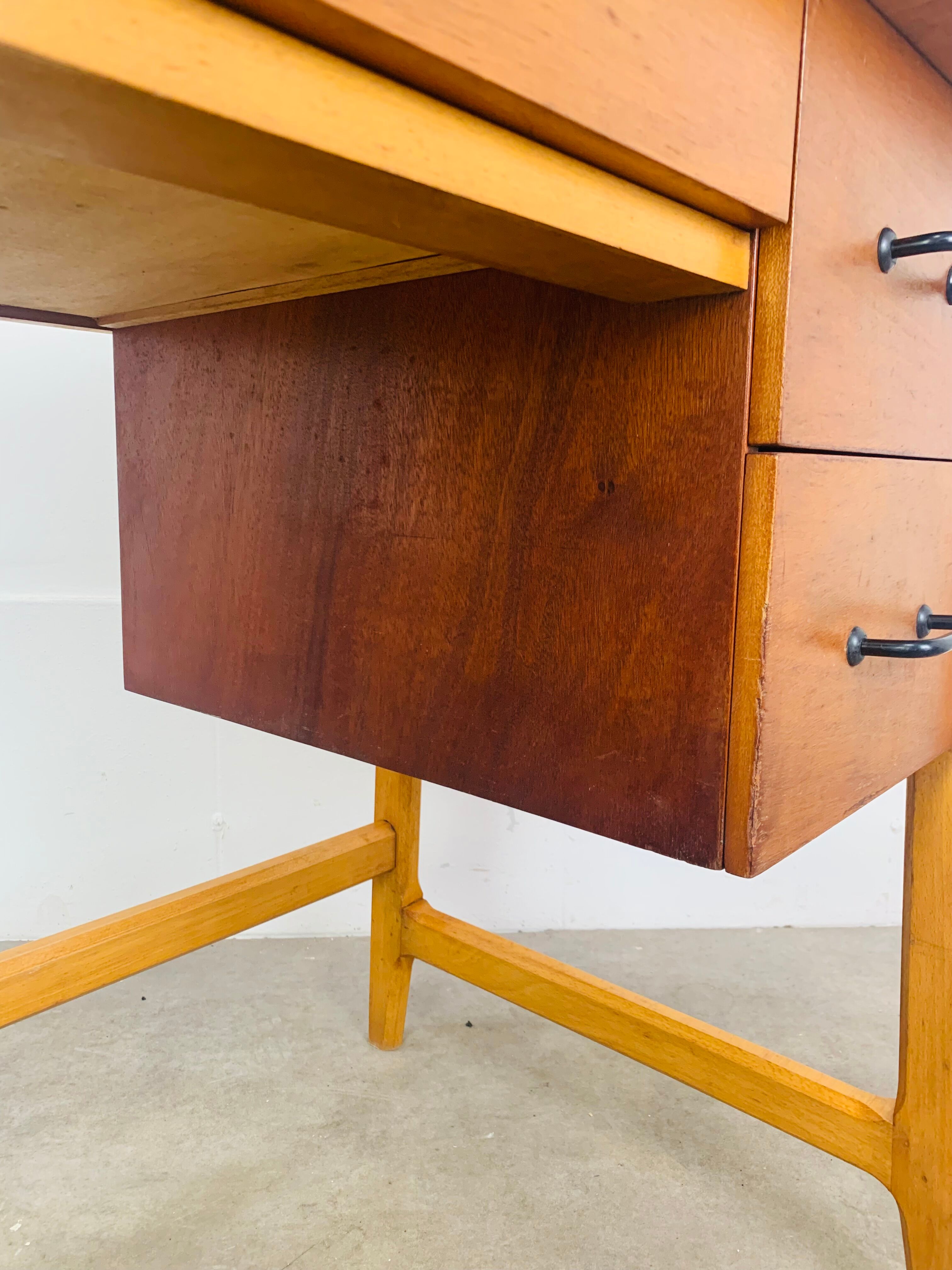 1950s wooden desk reconstruction, vintage