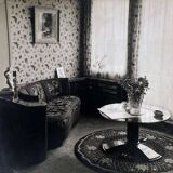 Vintage circular rug signed 'LELEU'