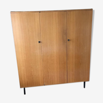 Armoire vintage placage chêne blond verni