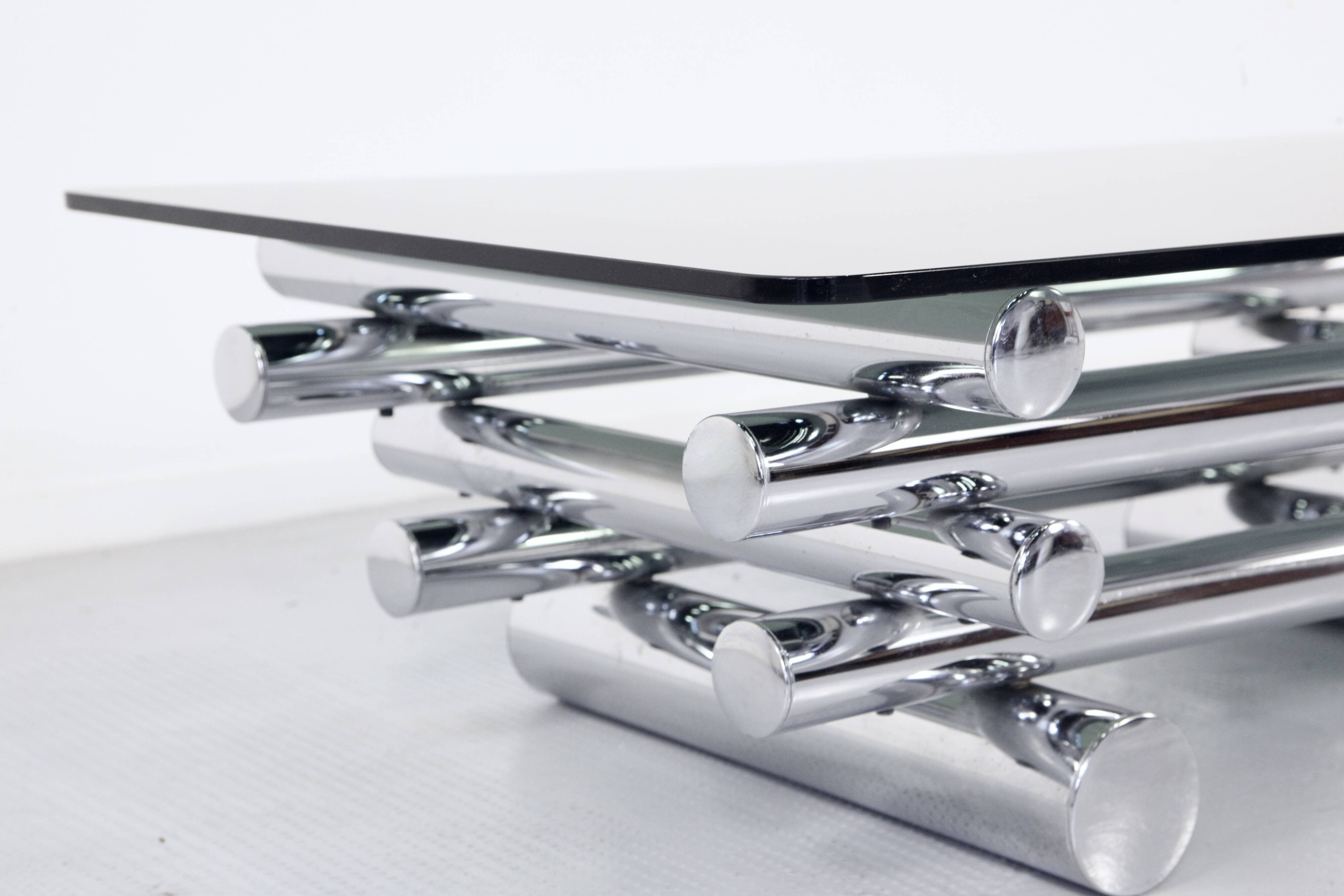 Midcentury 1970s Italian Stacked Chrome Coffee Table