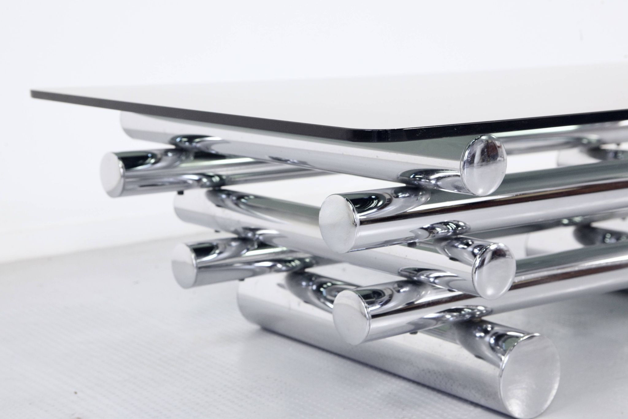 Midcentury 1970s Italian Stacked Chrome Coffee Table