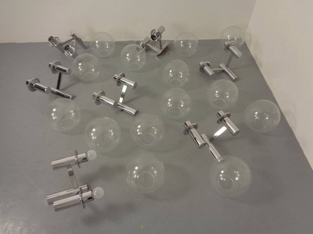 Chromed Glass Wall Lamp from OTT International, 1960s