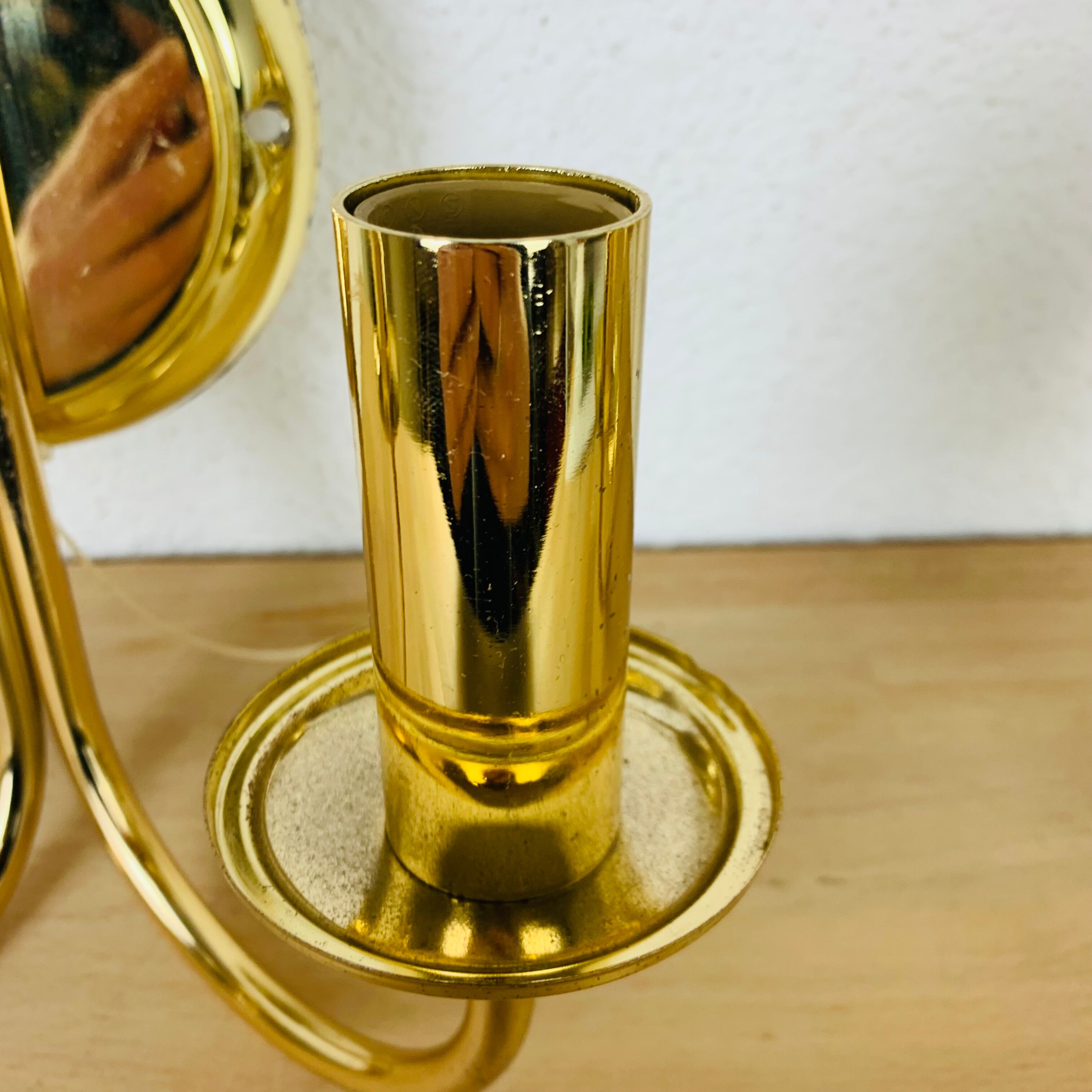 Pair of brass wall lamps Hollywood Regency Je Fassung