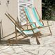 Transat pliant en bois et toile vintage