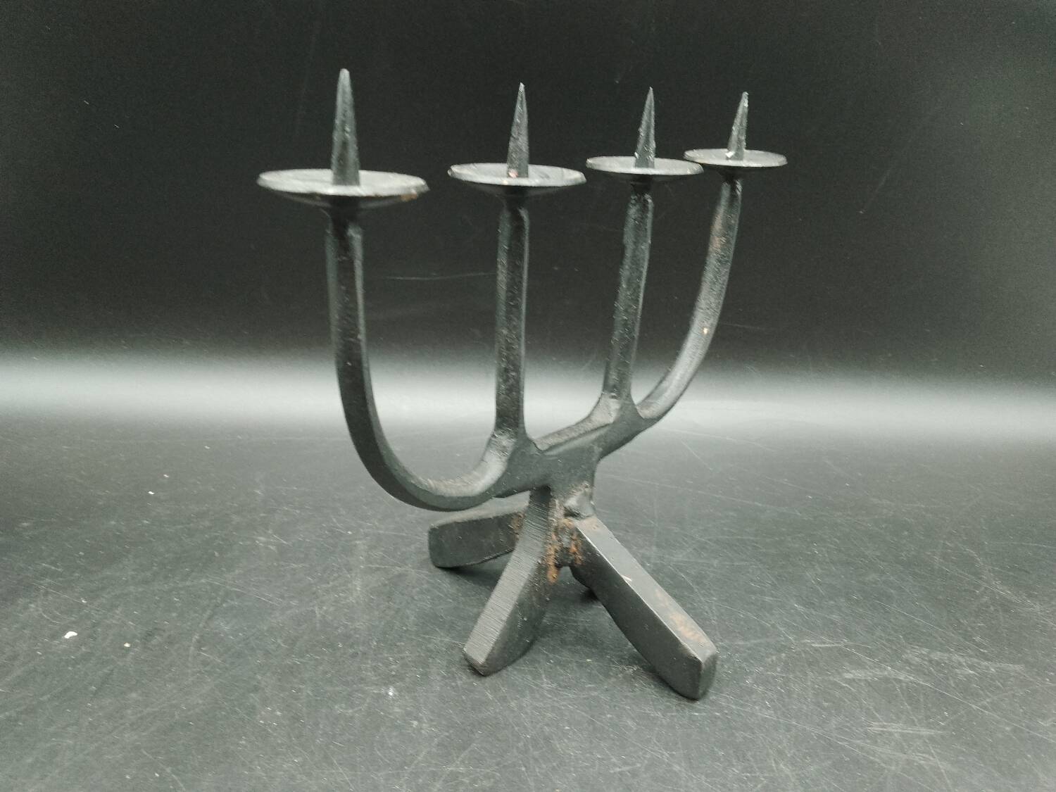 Brutalist Candle Holder Candlestick 4 Candles in Wrought Iron 60s/70s