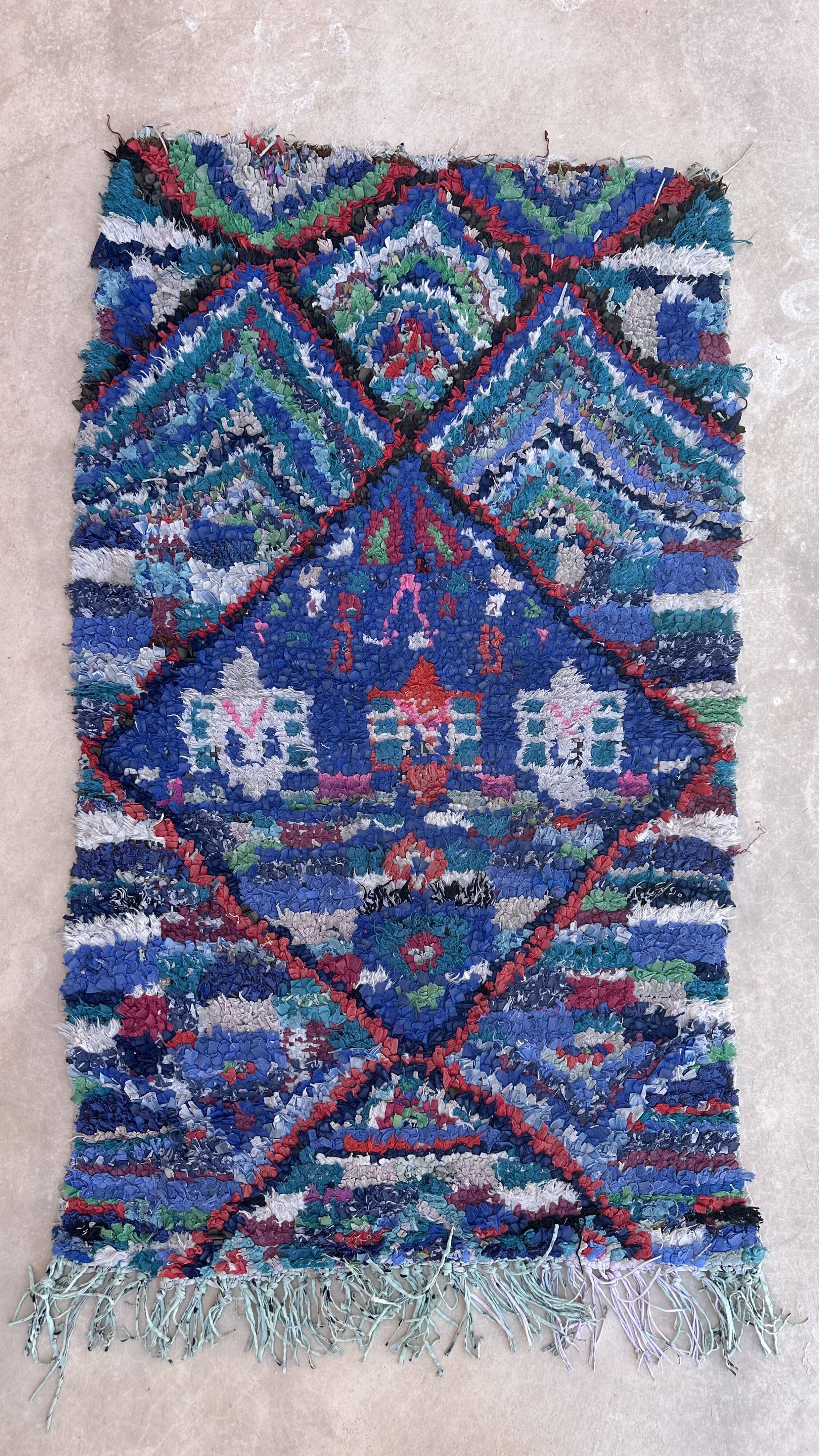 Colorful Boucherouite Moroccan rug - 74 x 129 cm