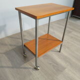 Teak roller serving table