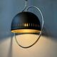 Suspension Space Age Dijkstra with a chrome structure and black metal lampshade.