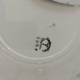 8 ironstone plates from the 19th century in blue camaïeu, mixed manufacturers.