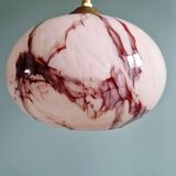 Art Deco pendant light in pink marbled opaline, Scailmont, 1920s-30s.