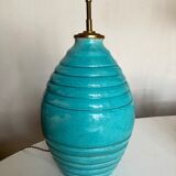 XXL lamp in turquoise blue ceramic St Clément Art Deco XXL