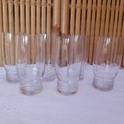 6 large old orangeade glasses - engraved crystal base, typical of the 1930s