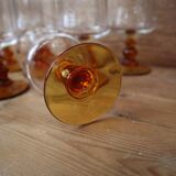 9 Luminarc "Antique" amber-stemmed red wine glasses