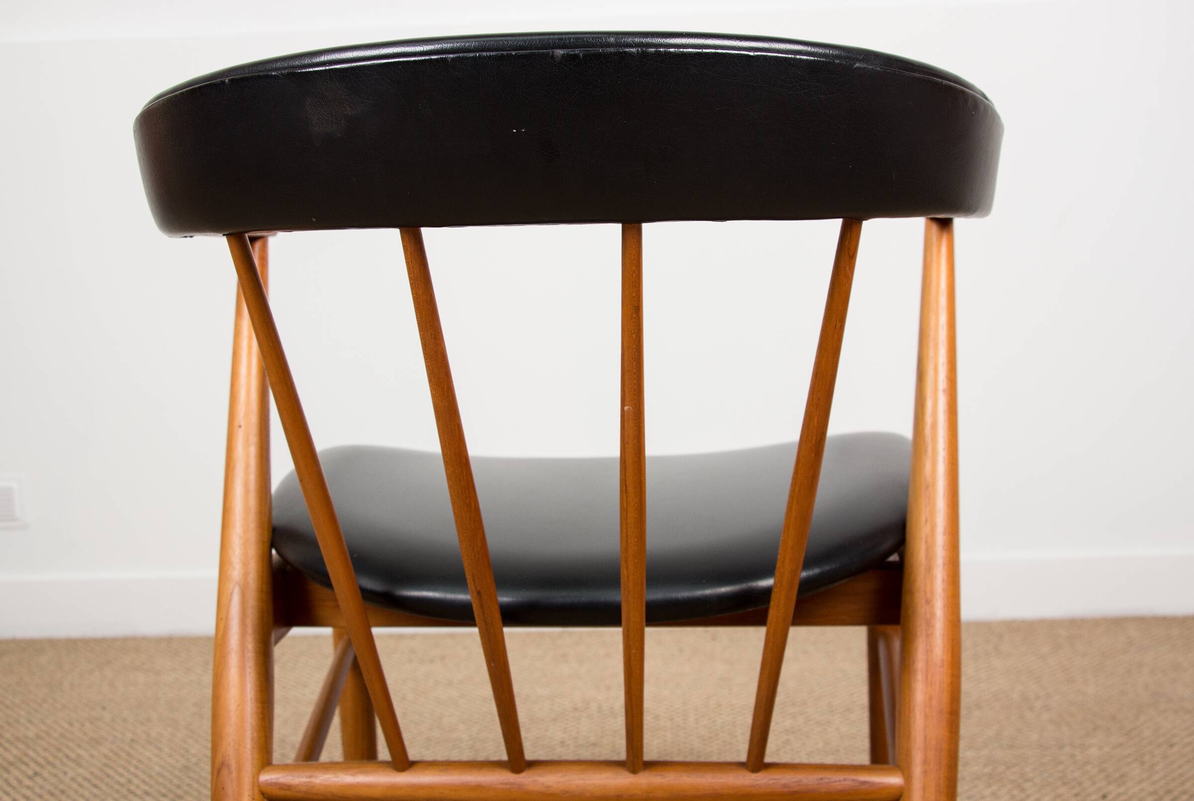 Danish armchair in teak and skai by Helge Sibast for Sibast 1955.