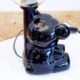 Ceramic bear lamp with vintage amber globe