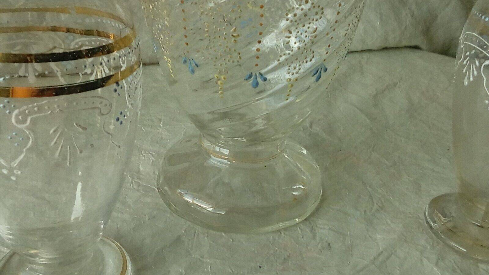 Enameled glass carafes bottles for perfume late 19th century