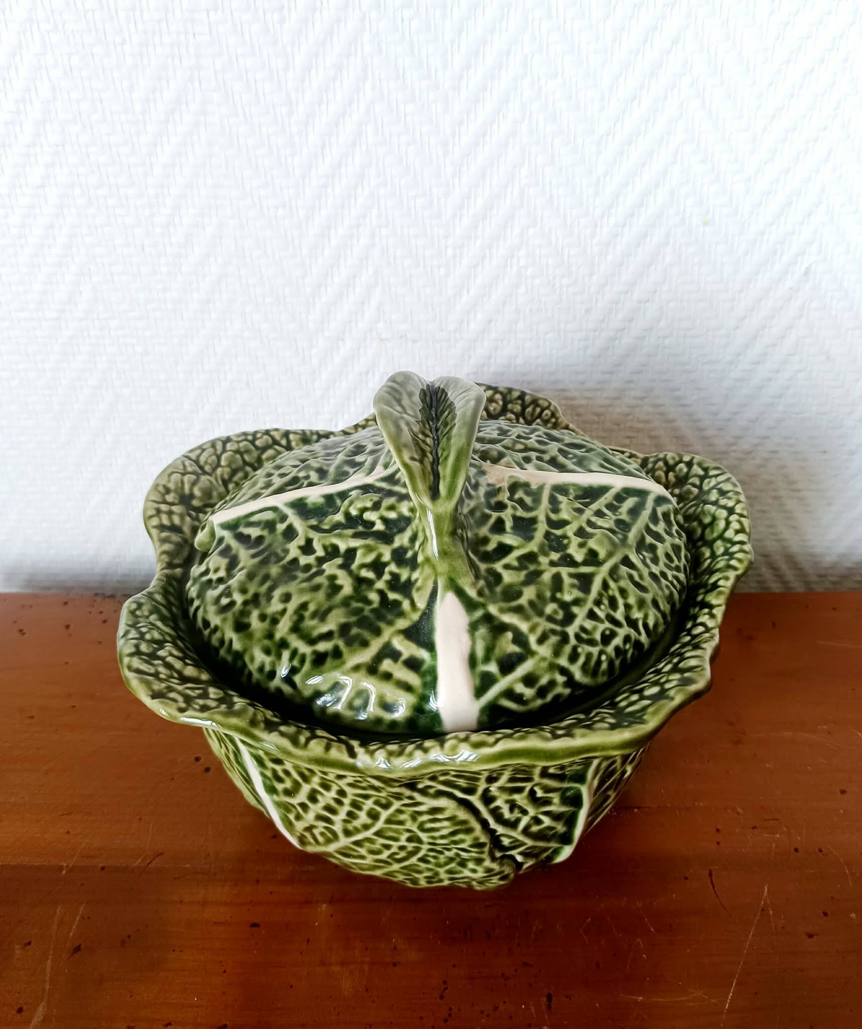 Vintage soup tureen cabbage in faience