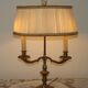 2 Light French Vintage Brass Boulotte Table Lamp With Cream Pleated Shade 5