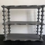 Antique grey wooden wall shelf – “bobine” model circa 1910