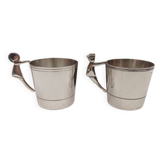Christofle Léo & Léa - 2 silver-plated metal cups in perfect condition with box.