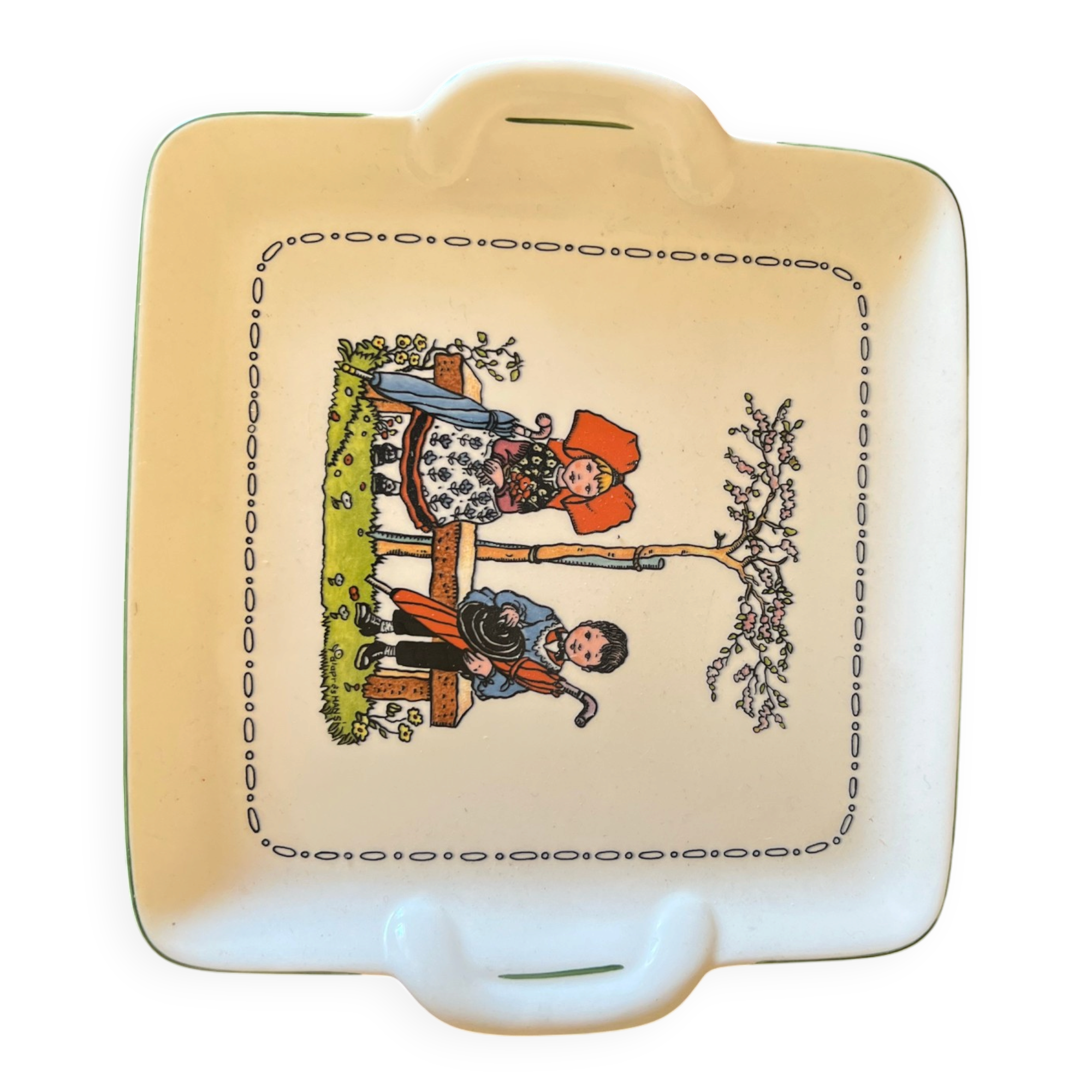 Vintage square plate Alsatian person Villeroy & Boch