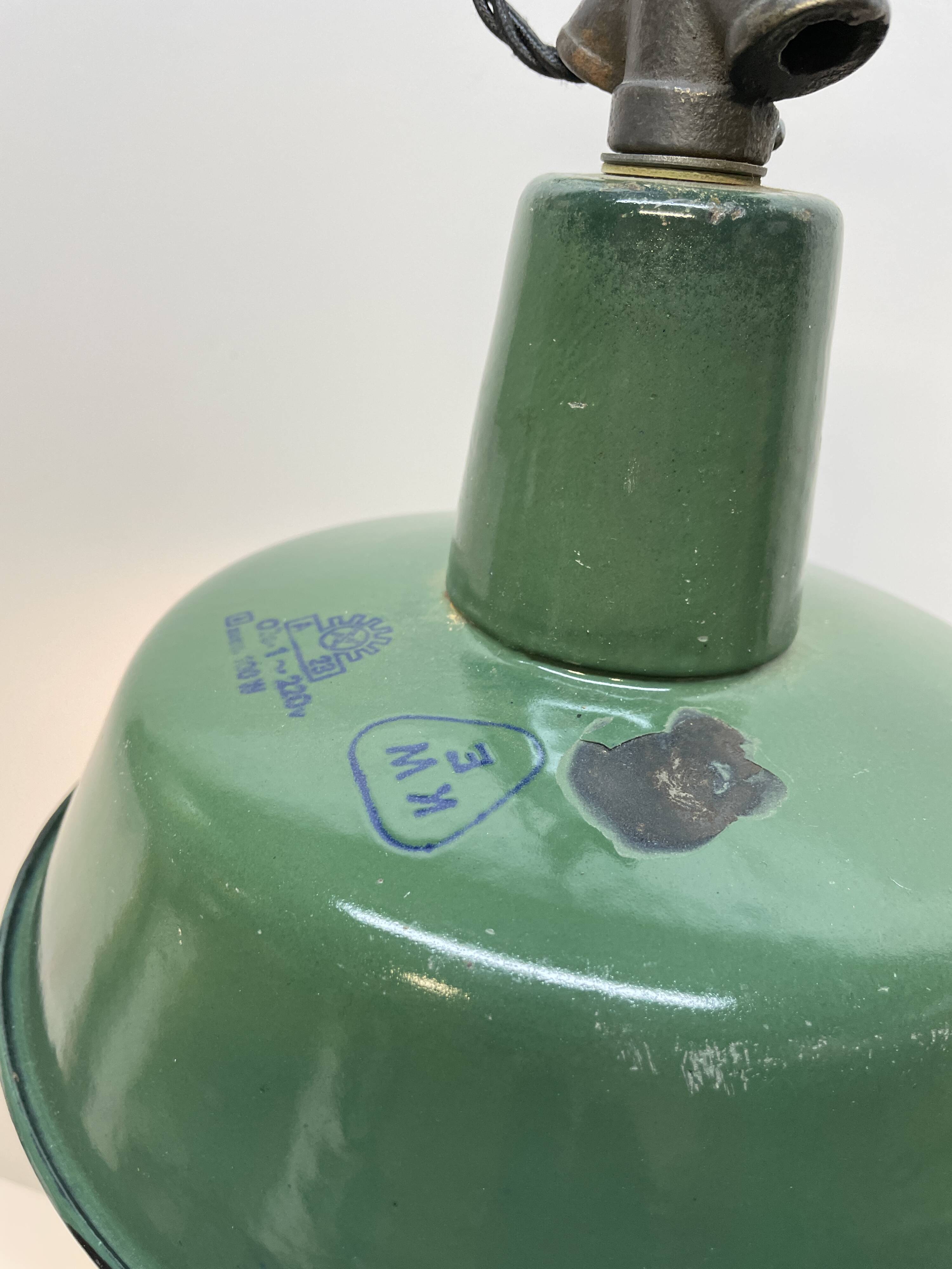 Industrial Green Enamel  Lamp, 1960s