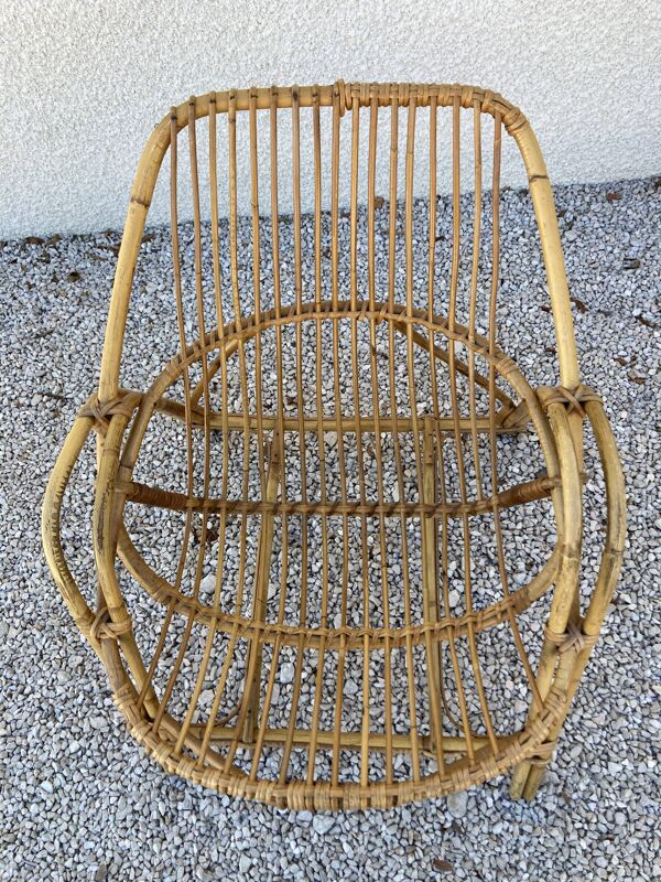 Fauteuil coquille en rotin