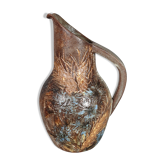 A. Kostanda in Vallauris: enamelled stoneware pitcher, signed. 22 cm Perfect condition. SB