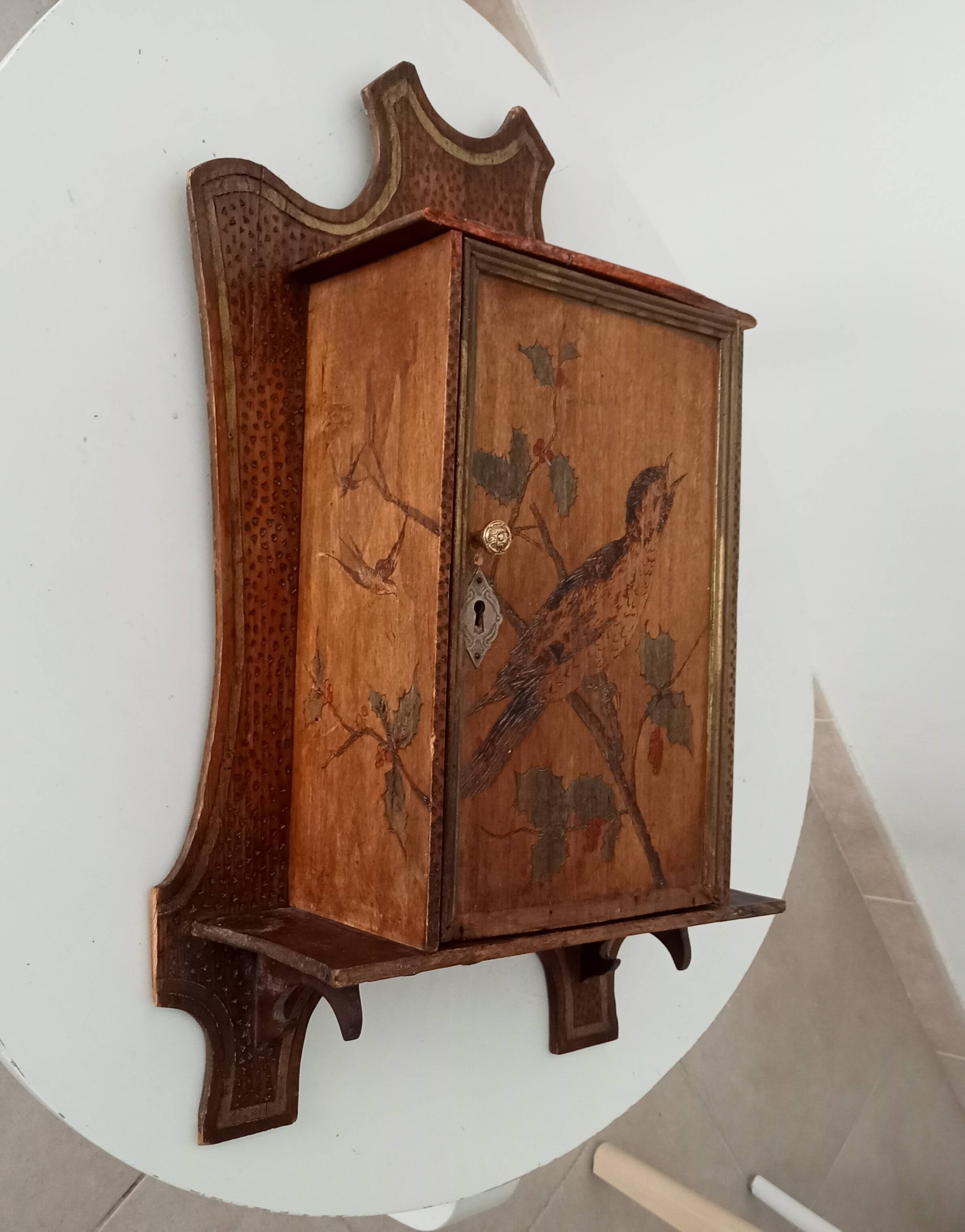 Antique wall cabinet folk art
