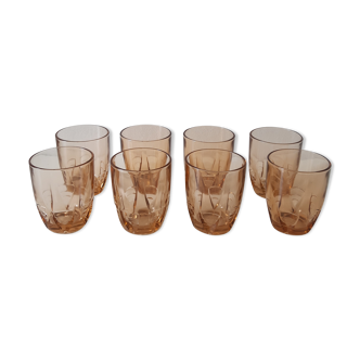 Set of 8 pink water glasses