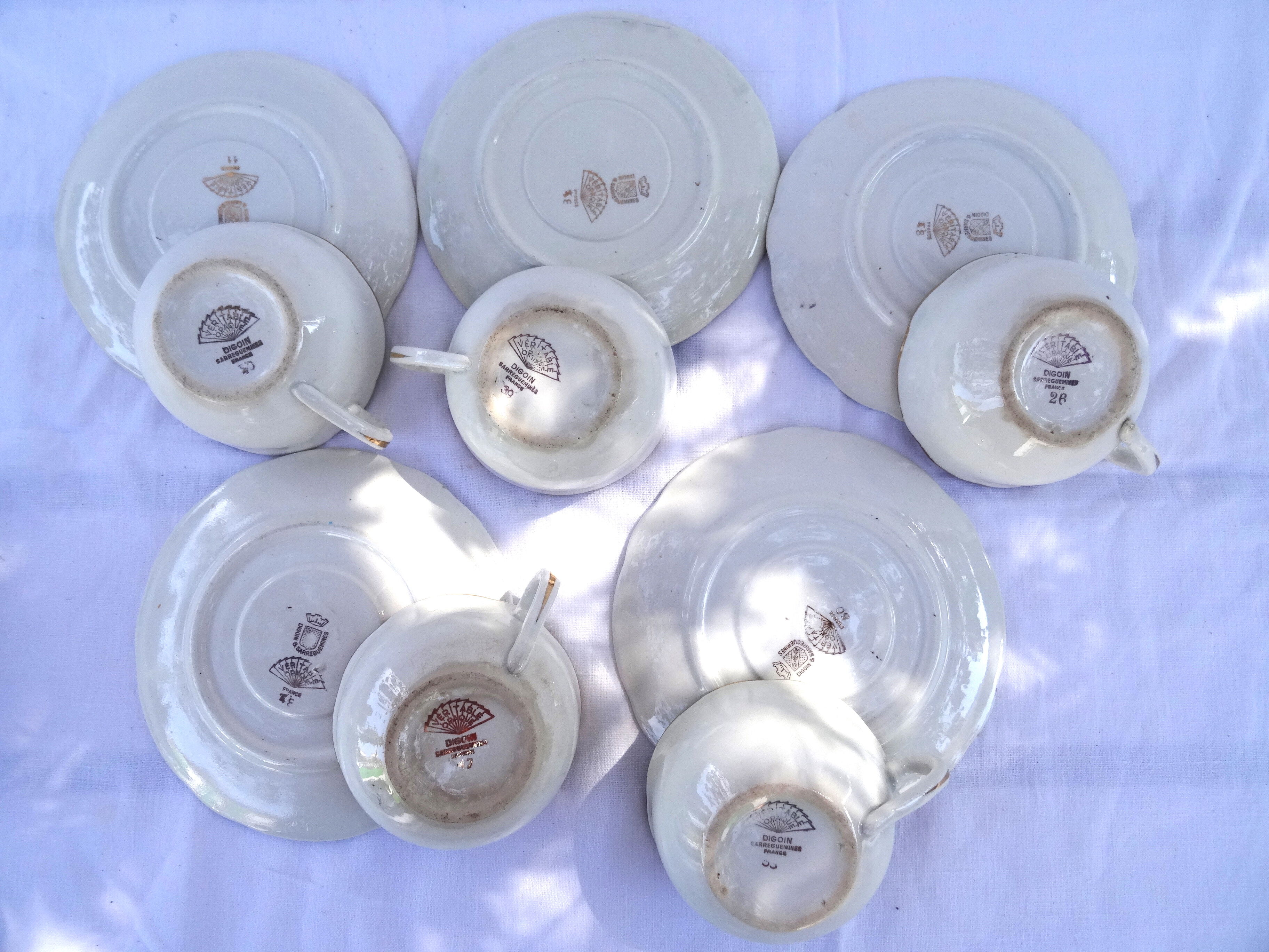 Digoin Sarreguemines 5 cup coffee cup set