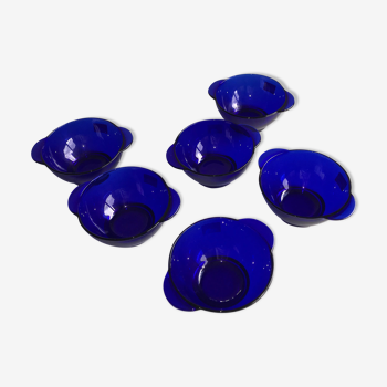 Six bols à oreilles Duralex bleus