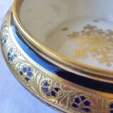 Large Limoges porcelain candy box - Oven blue and gold -