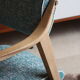 Rare vintage armchair freeform ergonomic compass 1960, Royer, blue