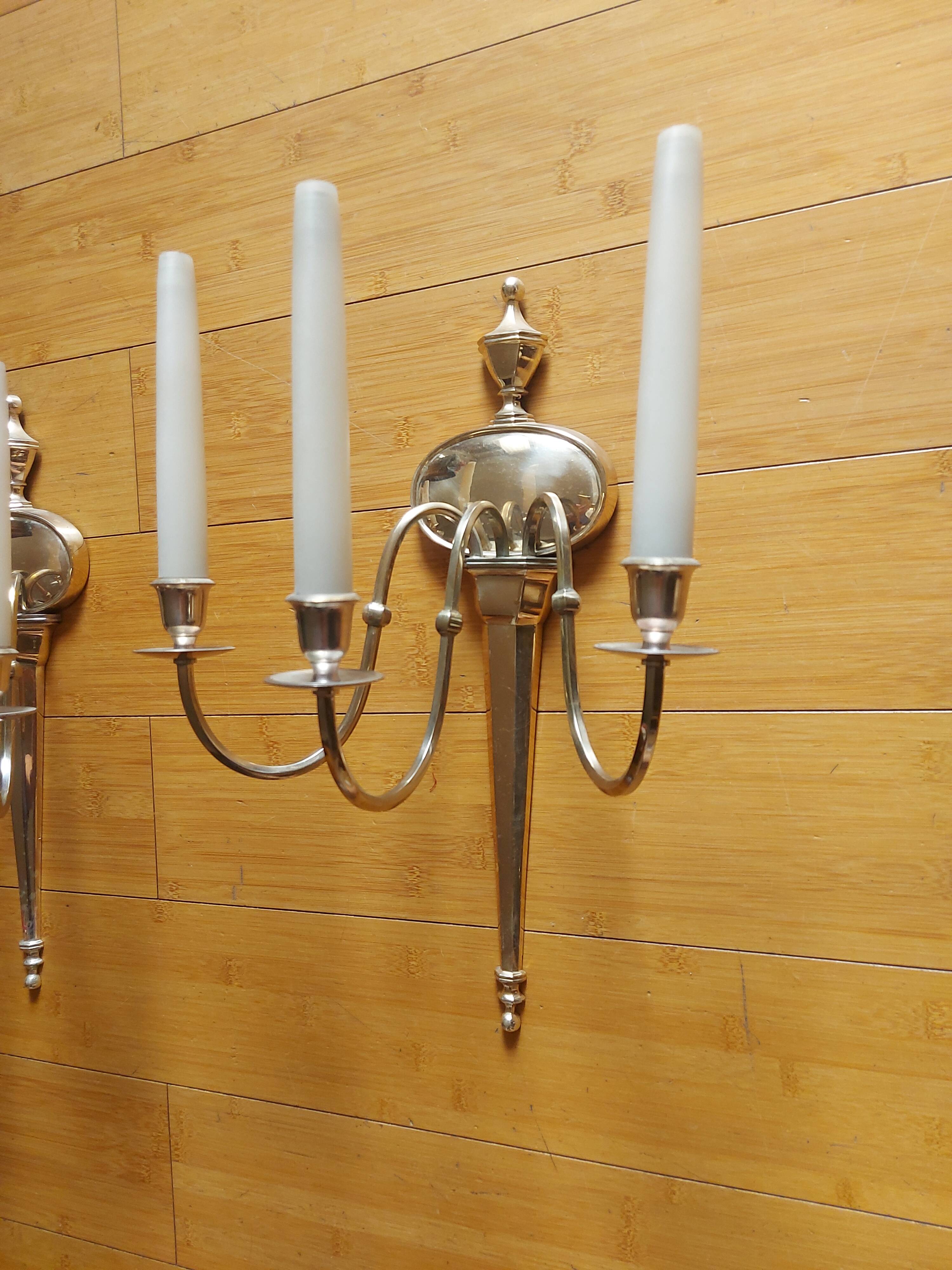 2 silver bronze wall lights