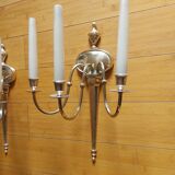 2 appliques murales en bronze argente