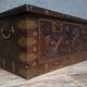 Antique carved wooden chest with gilded brass – Orient / 19th century
