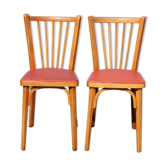 Paire de chaises Baumann n°12 skaï rouge moucheté