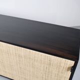 Enfilade florence knoll model 116 wood leather and raffia 1960