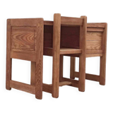 Desk and its brutalist style chair Sled legs 70s