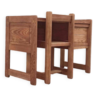 Desk and its brutalist style chair Sled legs 70s