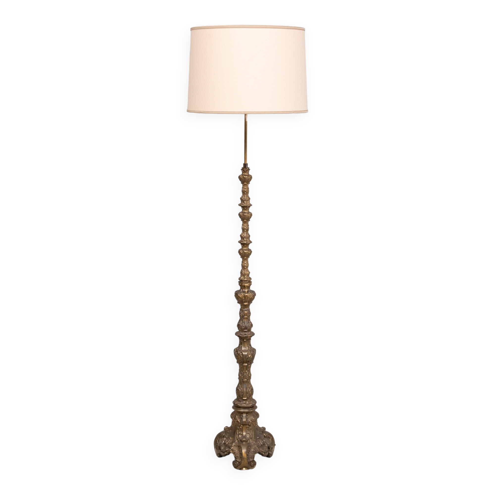 Baroque Revival solid Brass floor lamp France 1950s