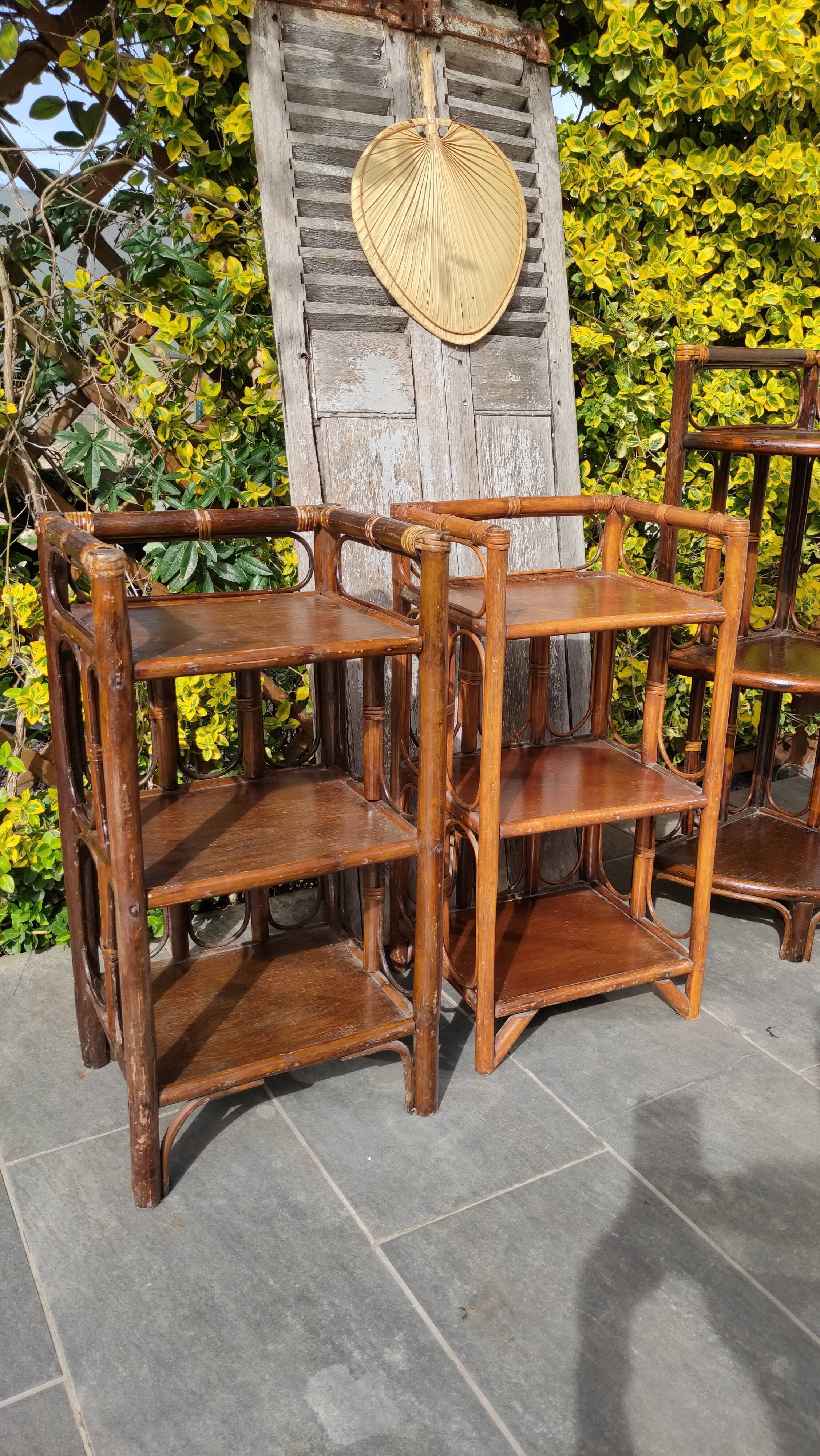 Duo d'étagères en rotin vintage