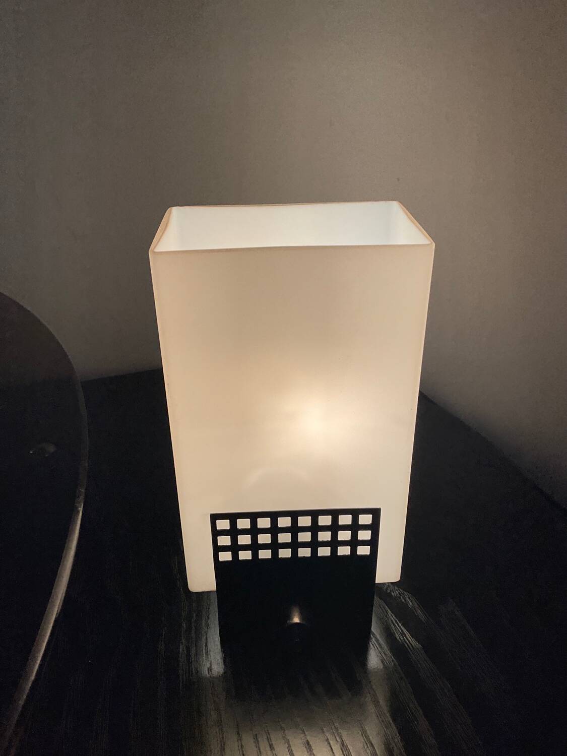 Vintage 50s lamp in opaline and perforated metal