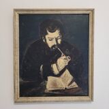 Table Painting Old Painter Portrait Sisley By R. COSTES 20th Century