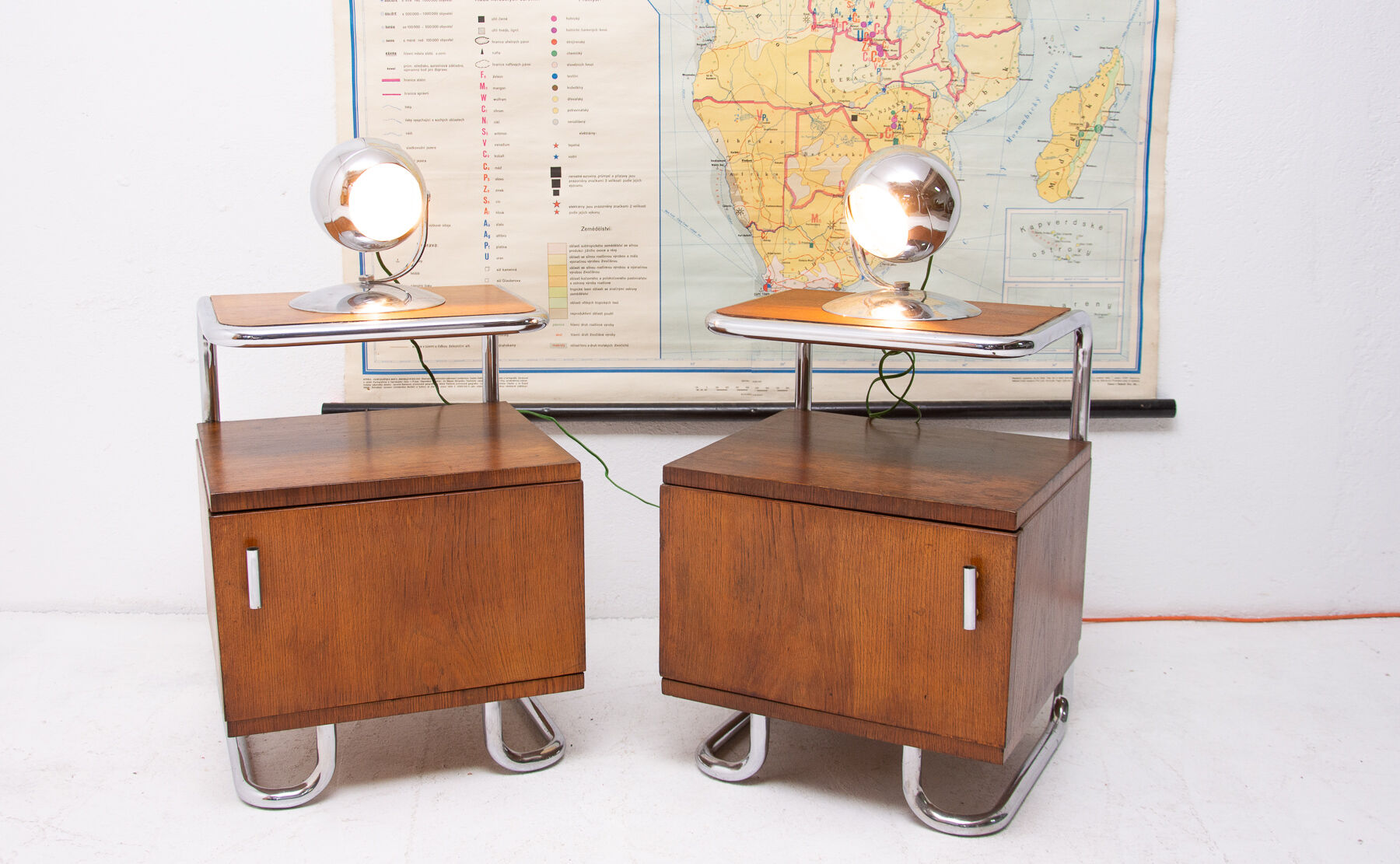 Pair of functionalist chromed night stands by Kovona, 1950’s, Czechoslovakia