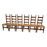 Serie de 6 chaises paillees